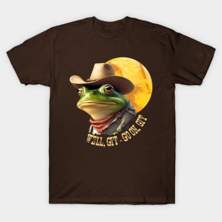 Funny vintage animal cowboy hat frog western go on git T-Shirt